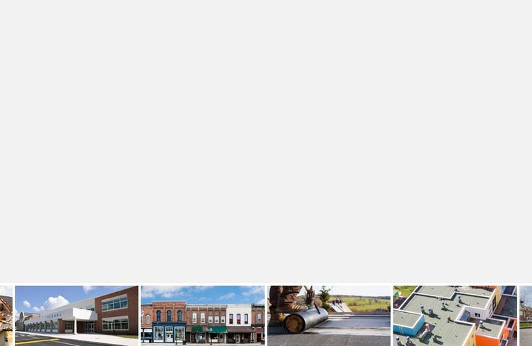 Collage of buildings on blank background